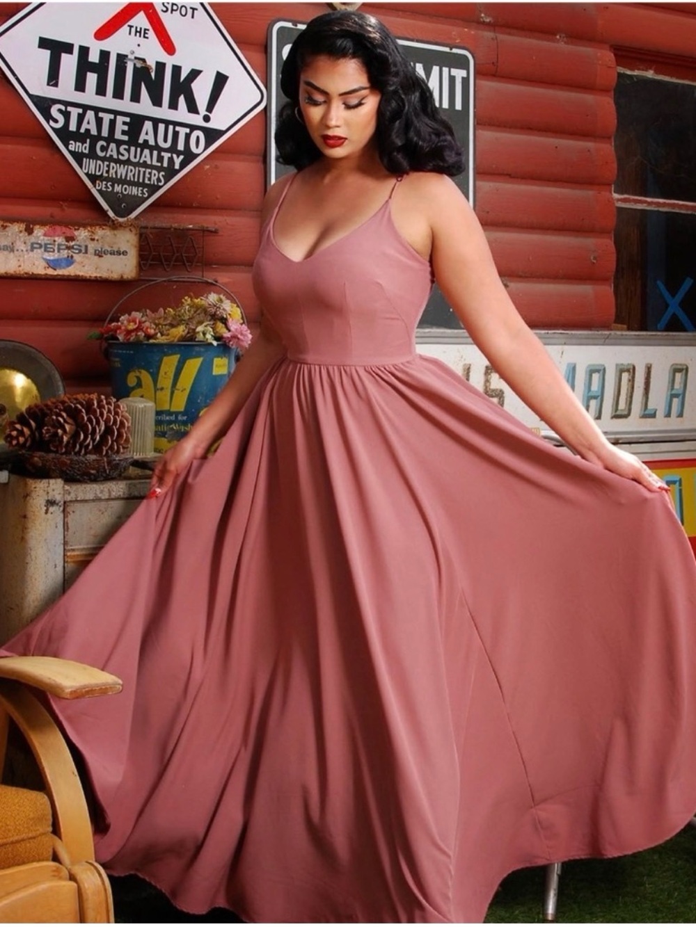 Pinup Couture Dusty Rose Maxi Dress